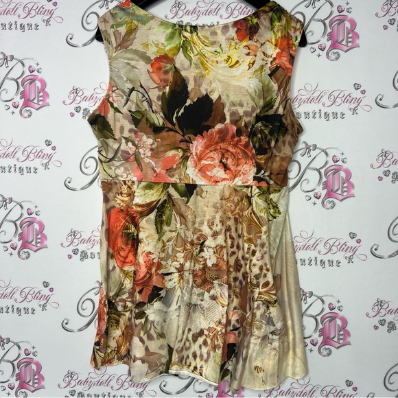 Dress barn tank top fairy cheetah print roses floral whimsical fairy beaded - Picture 2 of 10